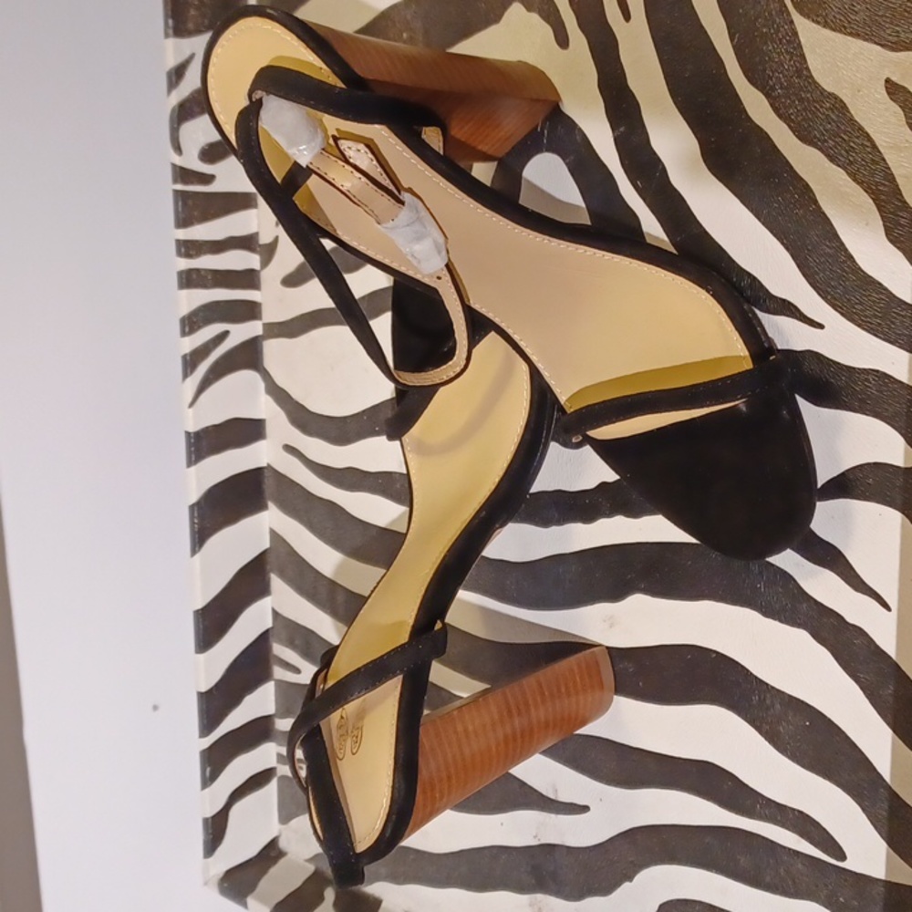 Sling Back Women's High Heels Upper Black Leather 7.5 M NWOT